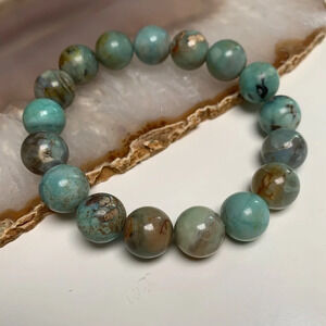 Artisan 12mm Aqua Terra Agate Stretch Beaded Bracelet